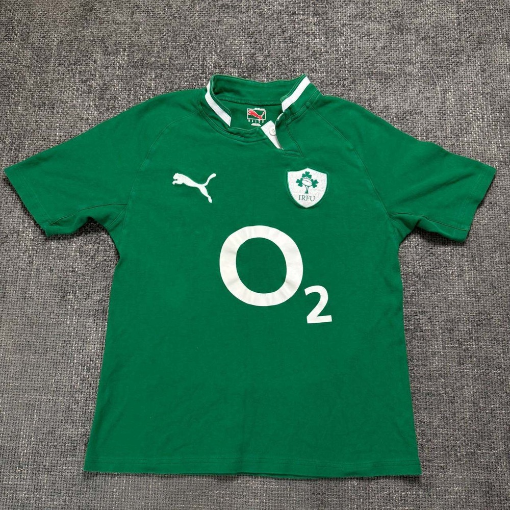 Puma Ireland IRFU Rugby Jersey Mens Medium Green O2 Sponsor Short Sleeve Shirt
